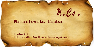 Mihailovits Csaba névjegykártya